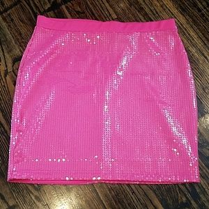 Pink sequin mini skirt!
